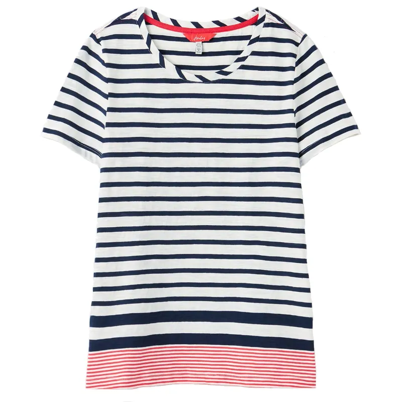 Joules Carley Stripe Ladies T-Shirt - Navy/Cream/Red Stripe 